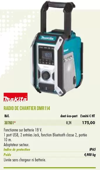 Makita - Radio De Chantier DMR114 offre à 175€ sur Master Pro