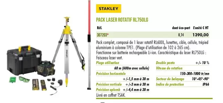 Stanley - Pack Laser Rotatif RL750LQ offre sur Master Pro