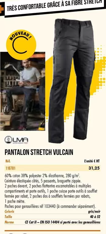 Pantalon Stretch offre à 31,25€ sur Master Pro