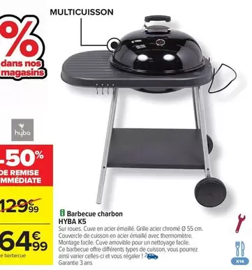 Hyba - Barbecue Charbon  K5 offre à 64,99€ sur Carrefour Contact