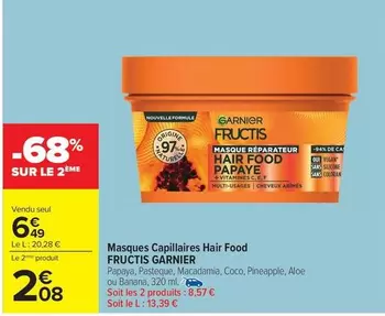 Garnier - Masques Capillaires Hair Food offre à 6,49€ sur Carrefour City