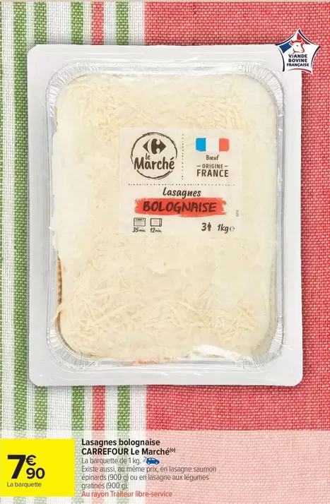 Carrefour - Lasagnes Bolognaise offre à 7,9€ sur Carrefour Market