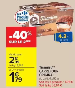 Carrefour - Tiramisu Original offre à 2,99€ sur Carrefour Market