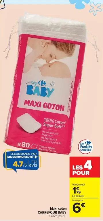 Carrefour - Maxi Coton offre à 1,79€ sur Carrefour Market