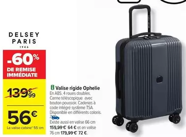 Delsey - Valise Rigide Ophelie offre à 56€ sur Carrefour