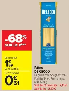 De Cecco - Pâtes offre à 1,59€ sur Carrefour Drive