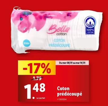 Coton Prédécoupé offre à 1,48€ sur Lidl