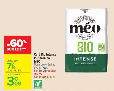 Méo - Café Bio Intense Pur Arabica offre à 7,69€ sur Carrefour Contact