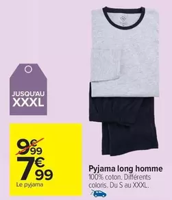 Pyjama Long Homme offre à 7,99€ sur Carrefour Market