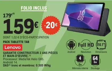 Lenovo - Garantie Constructeur 2 Ans Pièces Et Main-oxeuvre offre à 159€ sur E.Leclerc