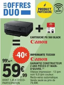 Canon - Imprimante Ts53501 offre à 59,99€ sur E.Leclerc