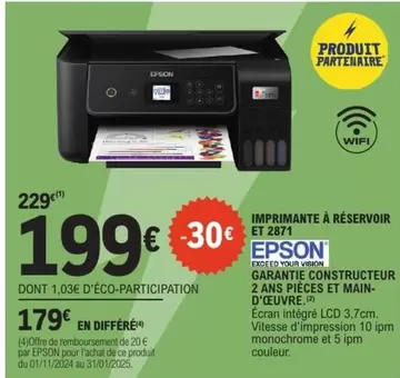 Epson - Imprimante A Réservoir offre à 199€ sur E.Leclerc