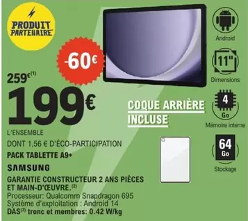 Samsung - Garantie Constructeur 2 Ans Pièces Et Main-D'ecuvre offre à 199€ sur E.Leclerc