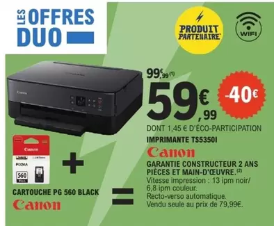 Canon - Imprimante Ts535oi offre à 59,99€ sur E.Leclerc