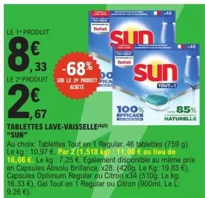 Tefal - Tablettes Lave-vaisselle offre à 8,33€ sur E.Leclerc Express