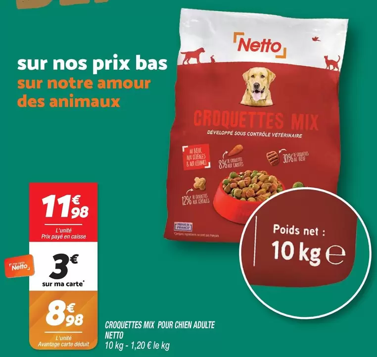 Mix - Croquettes  Pour Chien Adulte offre à 8,98€ sur Netto