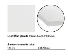 LILLTASAK Plan de travail, bianc, P 63,5 cm offre sur IKEA