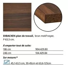 Plan De Travail, Brun Motif Noyer, P 63,5 Cm. offre sur IKEA