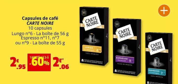 Carte noire - Capsules De Café offre à 2,06€ sur Coccimarket