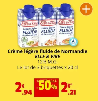 Elle & Vire - Crème Légère Fluide De Normandie offre à 2,21€ sur Coccimarket