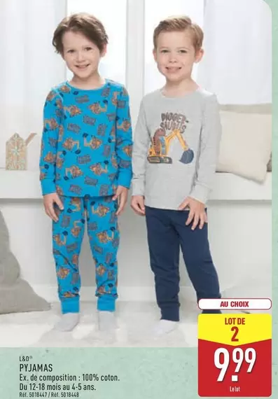 Pyjamas offre à 9,99€ sur Aldi