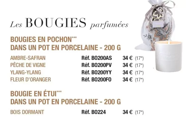 Bougies En Pochon Dans Un Pot En Porcelaine offre à 34€ sur Fragonard