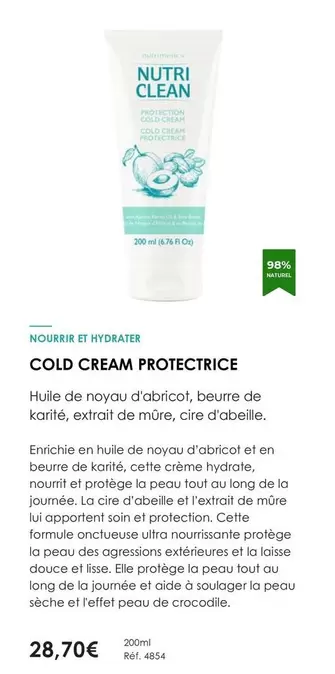 Cold Cream Protectrice offre à 28,7€ sur Nutrimetics
