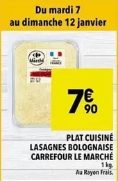 Carrefour - Plat Cuisiné Lasagnes Bolognaise Le Marché offre à 7,9€ sur Supeco