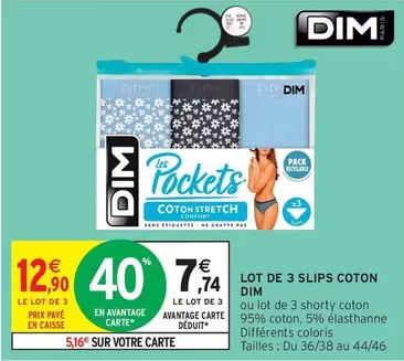 Dim - Lot De 3 Slips Coton offre à 7,74€ sur Intermarché Contact