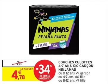 Couches Culottes 4-7 Ans X10 Garçon offre à 4,78€ sur Intermarché