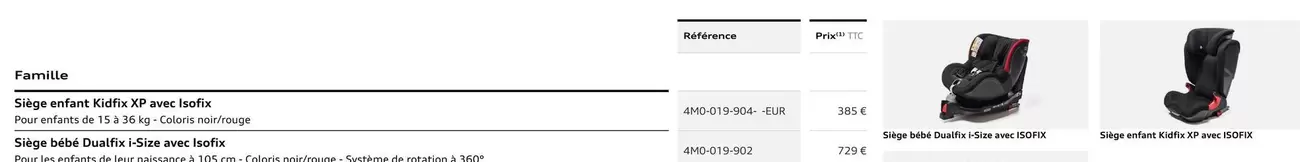 Siège Enfant Isofix offre à 385€ sur Audi