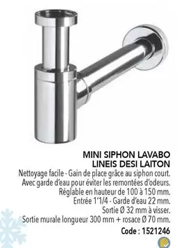 Mini Siphon Lavabo Lineis Desi Laiton offre sur SAMSE