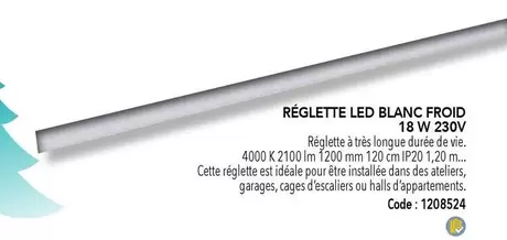 Reglette Led Blanc Froid 18 W 230V offre sur SAMSE