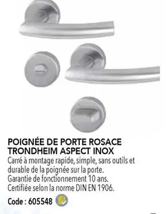 Poignée De Porte Rosace Trondheim Aspect Inox offre sur SAMSE