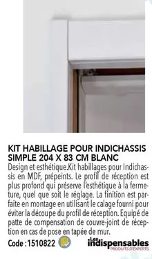 Kit Habillage Pour Indichassis Simple 204 X 83 Cm Blanc offre sur SAMSE