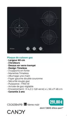 Candy - Plaque De Cuisson Gaz offre à 291,8€ sur SoCoo'c