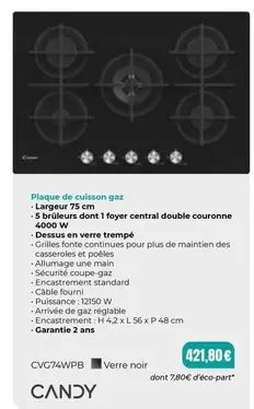 Central - Plaque De Cuisson Gaz offre à 421,8€ sur SoCoo'c