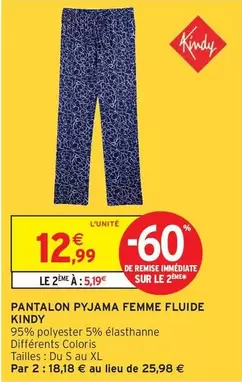 Pantalon Pyjama Femme Fluide offre à 12,99€ sur Intermarché Hyper