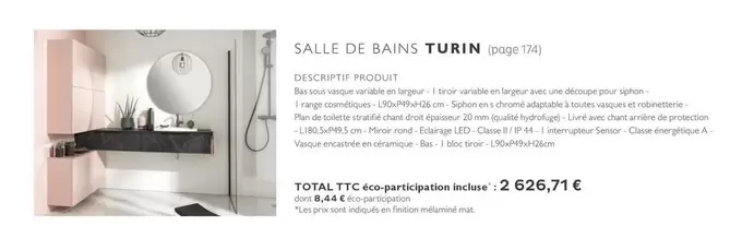 Salle De Bains Turin offre à 2626,71€ sur Cuisines Schmidt