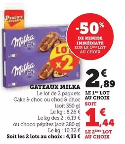 Milka - Gateaux offre à 2,89€ sur Super U