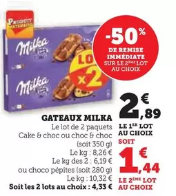 Milka - Gateaux offre à 2,89€ sur Super U