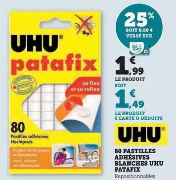 Uhu - Pastilles Adhésives Blanches Patafix offre à 1,99€ sur Super U