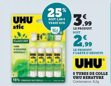 Uhu - 5 Tubes De Colle Renature offre à 3,99€ sur Super U