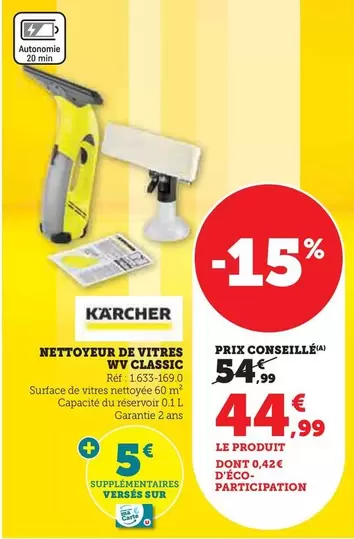 Kärcher - Nettoyeur De Vitres Wv Classic offre à 44,99€ sur Super U