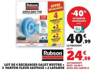 Rubson - Lot De 4 Recharges Galet Neutre + 2 Parfum Fleur Sauvage + 2 Lavande  offre à 40,99€ sur Super U