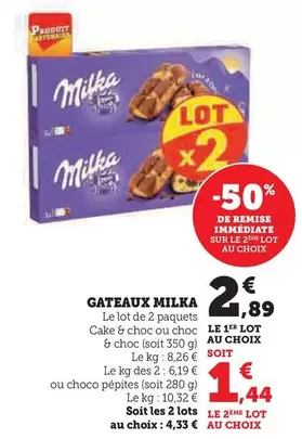 Milka - Gateaux offre à 2,89€ sur Super U