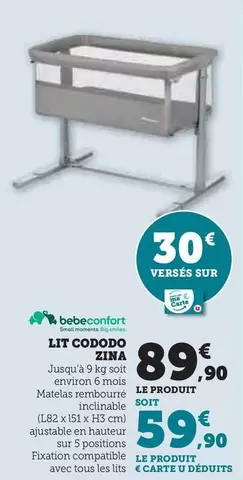 Bébé Confort - Lit Cododo Zina offre à 89,9€ sur Hyper U