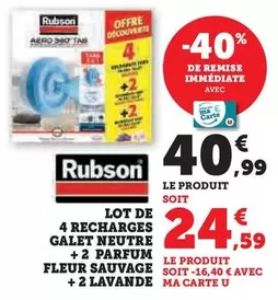 Rubson - Lot De 4 Recharges Galet Neutre + 2 Parfum Fleur Sauvage + 2 Lavande Ma Carte offre à 40,99€ sur Super U