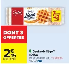 Lotus - Gaufre De Liege offre à 2,15€ sur Carrefour Contact