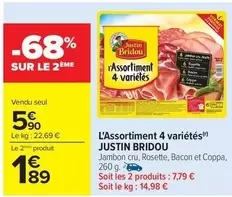 Justin Bridou - L'Assortiment 4 Variétés offre à 5,9€ sur Carrefour Contact